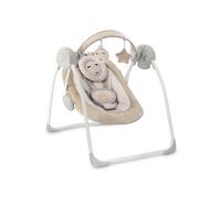 Sdraietta a dondolo MoMi LISS per neonati fino a 9 kg, pieghevole, a batteria o rete con USB, cinture 5 punti, barra con giocattoli, 6 melodie, timer, 5 velocità di oscillazione