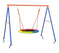 Outsunny Altalena da Giardino a Nido per 1-2 Bambini in Metallo Multicolore