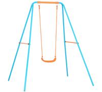 Altalena per Bambini 3-8 Anni da Giardino in Acciaio e PE con Seggiolino e Picchetti, 163x145x181 cm