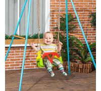 Altalena per Bambini 9-36 Mesi in Plastica PP e PE per Interni ed Esterni con Corda Regolabile e Cintura, 42x33x120-180 cm, Multicolore Grazie a questa altalena per bambini Outsunny. La struttura supp