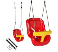 Altalena Per Bambini 9-36 Mesi Regolabile Con Corde E Moschettoni, In Pe, 28x36x180 Cm, Rossa E Gialla