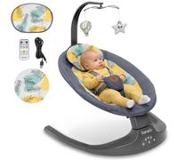 Lionelo Ralf - Sdraietta Neonato Elettrica Max 9 Kg Dondolo Altalena per Neonati colore Grey Graphite