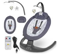LIONELO Ralf 2in1 Sdraietta dondolo per neonato da 0 fino a 9kg Altalena con 12 melodie programmate, Telecomando, Culla 5 velocità di dondolio, Blocco, Regolazione dello schienale Silenzioso Timer