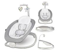 Lionelo Pascal Sdraietta neonati 0-9 kg Dondolo per bambini portatile e pieghevole, Culla 12 Melodie Giocattoli Regolazione dello schienale Vibrazioni Cinture a 5punti Materiale sfoderabile