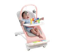 Altalena per bambini con arco da gioco rimovibile, Baby Bouncer con giocattoli per pianoforte, vassoio per l'alimentazione, cuscino ispessito e ruote, regolabile in 4 livelli, per neonati da 0 a 18