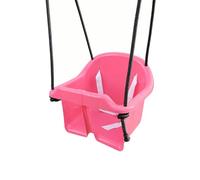 Altalena per bambini con barra di sicurezza e cintura di sicurezza, regolabile in altezza, in plastica, per interni ed esterni, resistente alle intemperie, fino a 25 kg, rosa antico