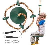 Altalena per Bambini da Esterno con Piattaforma, Disco e Trapezio - Gioco da Giardino con Corda per Arrampicata - Altalena Appesa ad Albero - Giochi per Esterni Resistenti e Sicuri Playset Accessori