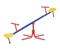 Altalena per Bambini Doppia a Bilico Girevole a 360° in Metallo e PP, Età 3-8 Anni, 182x77x63cm Multicolore