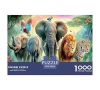 Altalena per elefanti, giochi di puzzle impegnativi per adulti: elefante e leone che camminano per donne, regali per uomini dai 14 anni in su, 38x26 cm/1000 pezzi