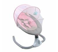 Altalena per neonato, pieghevole, rosa con lettore MP3, disco a U, telecomando + cuscino + zanzariera per 0-12 mesi, 12 kg