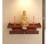 Altare Buddha a nicchia a parete, armadietto da parete in legno massello per la casa Buddha nicchia con cassetto, tavolo da altare da meditazione, tavoli da offerta a parete, altari buddisti in legno