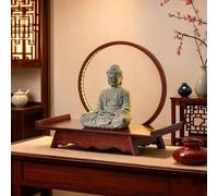 Altare Buddista In Bambù Con Luce LED, Piccolo Altare Domestico,Meditazione | Tavolo Da Meditazione, Ripiano Per Statua Di Buddha, Scrigno Di Preghiera Per Casa, Santuario Personale Da Tavolo