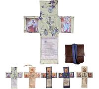 Altare cattolico portatile fatto a mano per preghiera quotidiana e devozione, regali cattolici cristiani, santuario tascabile con croce d'argento inclusa all'interno, pieghevole in pelle PU Pocket