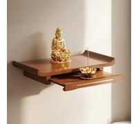 Altare da parete, altare con statua del Buddha da parete, altare per la casa, mobiletto per altare in legno con vassoio nascosto, Tavolo per altare personale per santuario，design di recinzione(A,Large