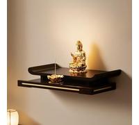 Altare da parete, altare con statua del Buddha da parete, altare per la casa, mobiletto per altare in legno con vassoio nascosto, Tavolo per altare personale per santuario，design di recinzione(B,Small