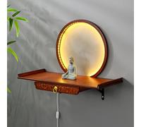 Altare Del Buddha Con Mensola E Luce A LED, Tavolo Da Altare A Parete Con Pannello Estraibile, Supporto For Altare Personale, Tavolo Da Meditazione E Preghiera For Piccoli Spazi(50cm/19.7in)