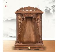 Altare del Buddha, in legno massello per la casa, nicchia, mini santuario buddista con cassetto per Pooja e incenso tributo