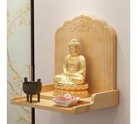 Altare del Buddha, mensola per offerte in legno moderna da parete, mensola in stile cinese a forma di pagoda del dio della ricchezza Guan Gong, mobiletto a nicchia per l'arredamento della casa (L16,9/