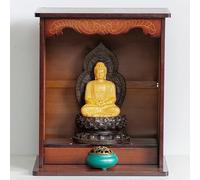 Altare in Legno Santuario Tempio Personale, Piedistallo del banco di Mostra della Scultura della Statua del Buddha, Preghiera Meditazione Tavolo Buddista Santuario Preghiera Stand