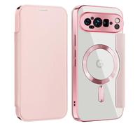 Altartar Custodia per Google Pixel 10, in pelle, magnetica, con scomparto per carte di credito, antiurto, pieghevole, magnetica, trasparente, per Google Pixel 10, rosa