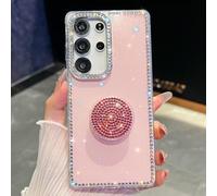 Altartar Custodia per Samsung Galaxy A17, con supporto, trasparente, per Samsung A17, in silicone, con brillantini, protezione per fotocamera, cover di lusso da donna e ragazza, rosa