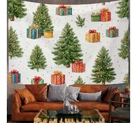 ALTCIRNMD Arazzo Da Parete 3D Natalizio Arazzo,Grigio-Verde Regali Per L'Albero Di Natale Piante Ad Acquerello Natalizio Natalizie Per Inverno Capodanno Casa Vigilia Della Decorazione,75Wx100Tcm