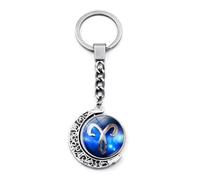 ALTCIRNMD Aries Retro Personalizzato Segno Zodiacale Portachiavi - Cielo Stellato Blu 12 Oroscopo Portachiavi Gioielli,Oroscopi Segni Zodiacali Portachiavi Medaglione Costellazione Gioielli
