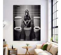 ALTCIRNMD Bianco Decorazione Per La Casa,Manifesto,Scimmia Del Water Decorazione Animali Da Bagno Camera Da Letto,Stampa Immagini Soggiorno Ufficio Parete Poster,Senza Cornice 50X70Cm
