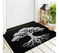 ALTCIRNMD Bianco Nero Alberi Alti Tappeto Lavabile Per Corridoio,90X150Cm Pelo Basso Morbido E Antiscivolo Tappeto Da Bagno Con Stampe Piante Magiche Per Cucina Camera Da Letto Ingresso