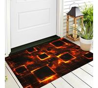 ALTCIRNMD Blocco Di Fiamma Zerbini Per Interni,Tappeto Ingresso Zerbino Morbidi Geometria Astratta Per Interni Cucina Porta Anteriore Posteriore Animali Domestici E Cani,40X60Cm Arancione Nero