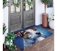 ALTCIRNMD Blu Jack Russell Terrier Tappeto Lavabile Per Corridoio,50X80Cm Pelo Basso Morbido E Antiscivolo Tappeto Da Bagno Con Stampe Illustrazioni Poligonali Per Cucina Camera Da Letto Ingresso