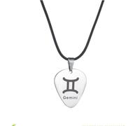 ALTCIRNMD Collana Costellazione Da Uomo, Collana Con Ciondolo Plettro Per Chitarra Inciso Con Simboli Dell'Oroscopo 12 Regali Del Segno Zodiacale Per Donne Uomini, Gemelli