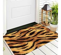 ALTCIRNMD Decorativo Zerbino Giallo Brunastro Strisce Di Tigre 70X100Cm Morbido Antiscivolo Lavabile Camera Da Letto,Texture Animali Per Interni Soggiorno E Bagno Scarpe Patio Giardino Veranda Porta