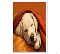 ALTCIRNMD Illustrazioni Di Animali Su Tela,Poster,Stampe Di Dipinti A Olio Con Cucciolo Addormentato Rosso,Quadri Da Parete Per Soggiorno,Decorazioni Murali Senza Cornice,40X60Cm