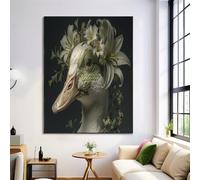 ALTCIRNMD Lily Goose Affiche Bianco-Verde Animali Della Moda Abstraite Sur Toile Tableau Art Peintures Decoration Murale Pour Salon Maison Chambre,Impression Sans Cadre 50X70Cm