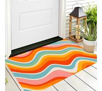 ALTCIRNMD Linee Ondulate Zerbini Per Interni,Tappeto Ingresso Zerbino Morbidi Strisce Retrò Per Interni Cucina Porta Anteriore Posteriore Animali Domestici E Cani,70X100Cm Arancione Blu
