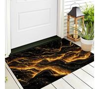 ALTCIRNMD Nero Giallo Lava Che Scorre Tappeto Lavabile Per Corridoio,60X90Cm Pelo Basso Morbido E Antiscivolo Tappeto Da Bagno Con Stampe Texture Del Paesaggio Per Cucina Camera Da Letto Ingresso