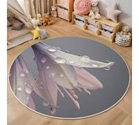 ALTCIRNMD Patio Tappeto Rotondo Esterno Interno Hosta Goccia Di Rugiada Piante Semplici Effetto 3D Grigio Rosa Salotto Sala Terrazza Balcone Bagno Outdoor Indoor Zerbino D'Ingresso,120Cm