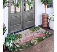ALTCIRNMD Rosa Verde Monstera Flamingo Tappeto Lavabile Per Corridoio,90X150Cm Pelo Basso Morbido E Antiscivolo Tappeto Da Bagno Con Stampe Animali Ad Acquerello Per Cucina Camera Da Letto Ingresso