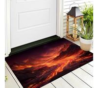 ALTCIRNMD Rosso Nero Lava Di Fiume Tappeto Lavabile Per Corridoio,60X90Cm Pelo Basso Morbido E Antiscivolo Tappeto Da Bagno Con Stampe Texture Della Fiamma Per Cucina Camera Da Letto Ingresso