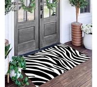 ALTCIRNMD Tappetino Antiscivolo Bianco Nero Strisce Di Zebra 3D,Benvenuto Interni Ed Esterni Tappeto Arte Della Trama,Zerbino Per Porta D'Ingresso Camera Da Letto Soggiorno,50X80Cm