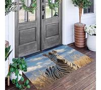 ALTCIRNMD Tappetino Antiscivolo Bianco Nero Zebra Della Steppa 3D,Benvenuto Interni Ed Esterni Tappeto Animali Africani,Zerbino Per Porta D'Ingresso Camera Da Letto Soggiorno,90X150Cm