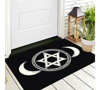 ALTCIRNMD Tappetino Antiscivolo Bianco Pentagramma Lunare 3D,Benvenuto Interni Ed Esterni Tappeto Simboli Misteriosi,Zerbino Per Porta D'Ingresso Camera Da Letto Soggiorno,90X150Cm