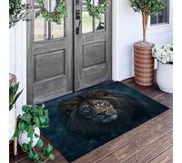 ALTCIRNMD Tappetino Antiscivolo Blu Leone Elegante 3D,Benvenuto Interni Ed Esterni Tappeto Animali Selvatici,Zerbino Per Porta D'Ingresso Camera Da Letto Soggiorno,40X60Cm