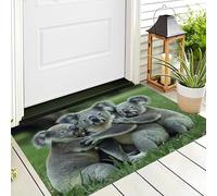 ALTCIRNMD Tappetino Antiscivolo Grigio-Verde Koala Delle Praterie 3D,Benvenuto Interni Ed Esterni Tappeto Animali Carini,Zerbino Per Porta D'Ingresso Camera Da Letto Soggiorno,50X80Cm