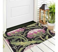 ALTCIRNMD Tappetino Antiscivolo Rosa Verde Fiori Di Carciofo Foglie Verdi 3D,Benvenuto Interni Ed Esterni Tappeto Piante Retrò,Zerbino Per Porta D'Ingresso Camera Da Letto Soggiorno,40X60Cm