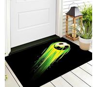ALTCIRNMD Tappetino Antiscivolo Verde Calcio Volante 3D,Benvenuto Interni Ed Esterni Tappeto Movimento Di Illustrazione,Zerbino Per Porta D'Ingresso Camera Da Letto Soggiorno,80X120Cm