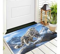 ALTCIRNMD Tappetino Entrata Bianco Nero Leopardo Delle Nevi Delle Rocce Zerbino Animali Eleganti Zerbini Di Benvenuto Per Cucina Interno Terrazzo Posteriori Esterno Porte Anteriori La Casa,50X80Cm