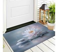 ALTCIRNMD Tappetino Entrata Bianco Pietra Di Loto Zerbino Paesaggio Zen Zerbini Di Benvenuto Per Cucina Interno Terrazzo Posteriori Esterno Porte Anteriori La Casa,40X60Cm
