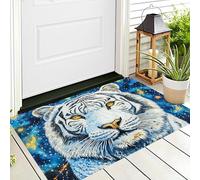 ALTCIRNMD Tappetino Entrata Blu Bianco Tigre Del Cielo Stellato Zerbino Animali Fantastici Zerbini Di Benvenuto Per Cucina Interno Terrazzo Posteriori Esterno Porte Anteriori La Casa,60X90Cm